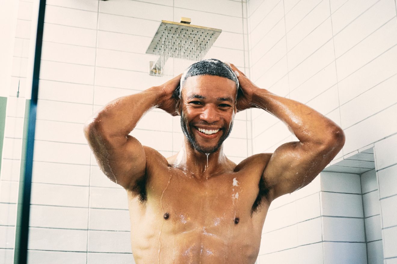 Man shampooing his hair