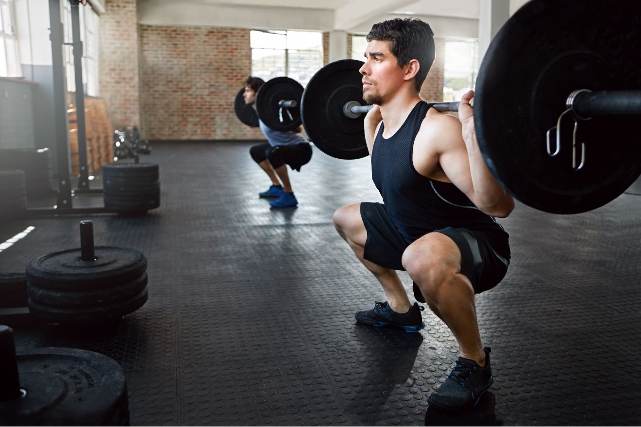 Men doing squats